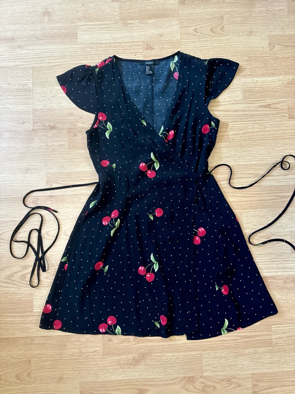 NWOT Forever 21 Black Cherry Print Wrap Dress